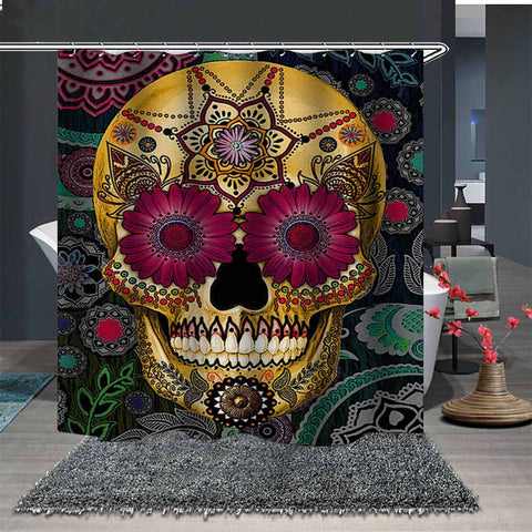 Skulls And Flowers - Premium Shower Curtain